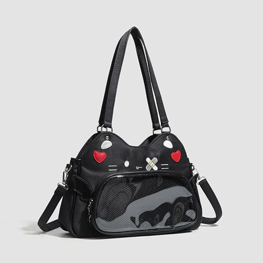 PU Leather Cat Trapezoid Ita Crossbody Bag
