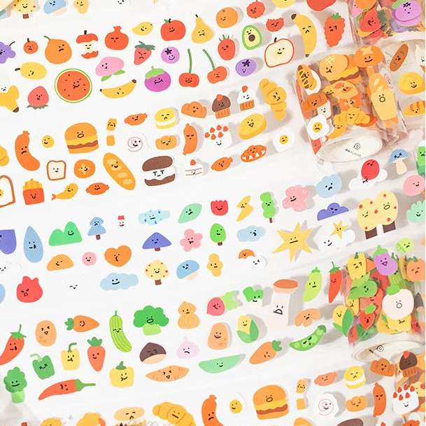 YuXian (语闲) Food Mood Themed Rolls with Die-Cut Stickers