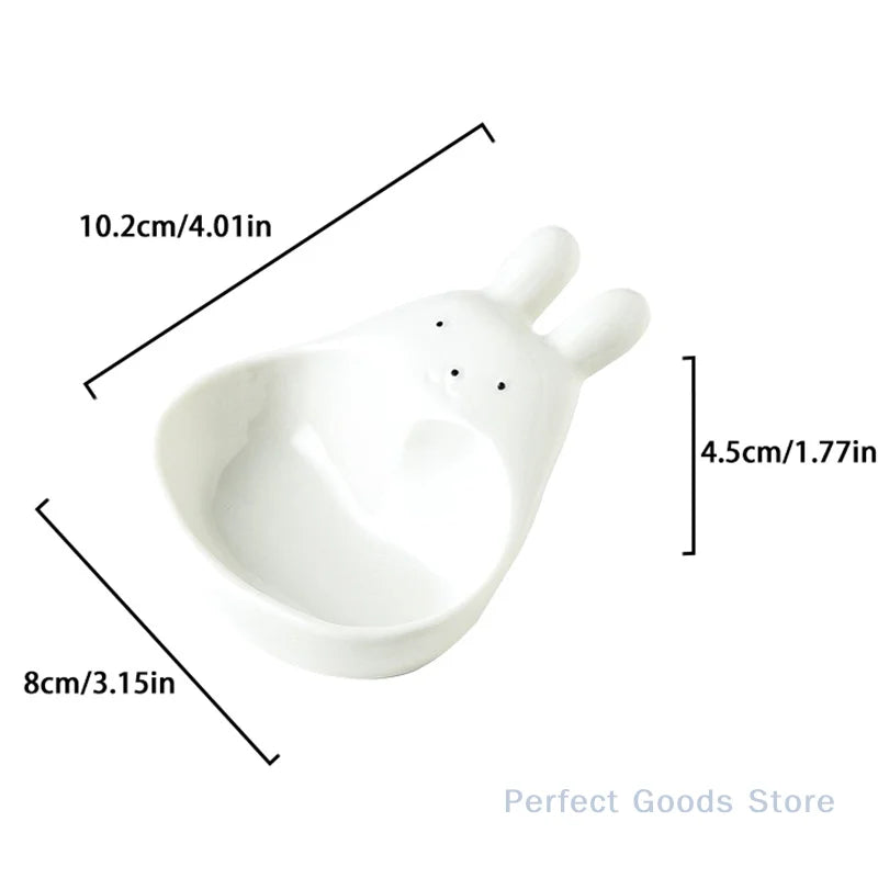 Super Cute Cartoon Rabbit Dipping Saucer Household Three-dimensional Ceramic Saucer Ketchup Snack Plate Vinaigrette White Rabbit