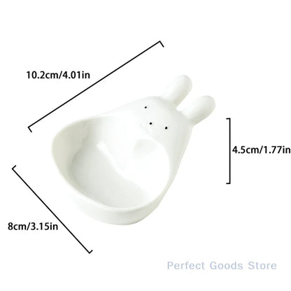Super Cute Cartoon Rabbit Dipping Saucer Household Three-dimensional Ceramic Saucer Ketchup Snack Plate Vinaigrette White Rabbit