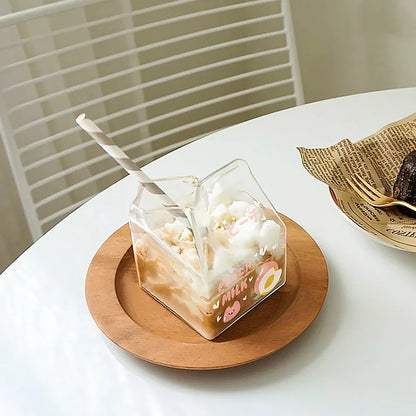 350ml Fruit Themed Heat Resistant Milk Carton Glass