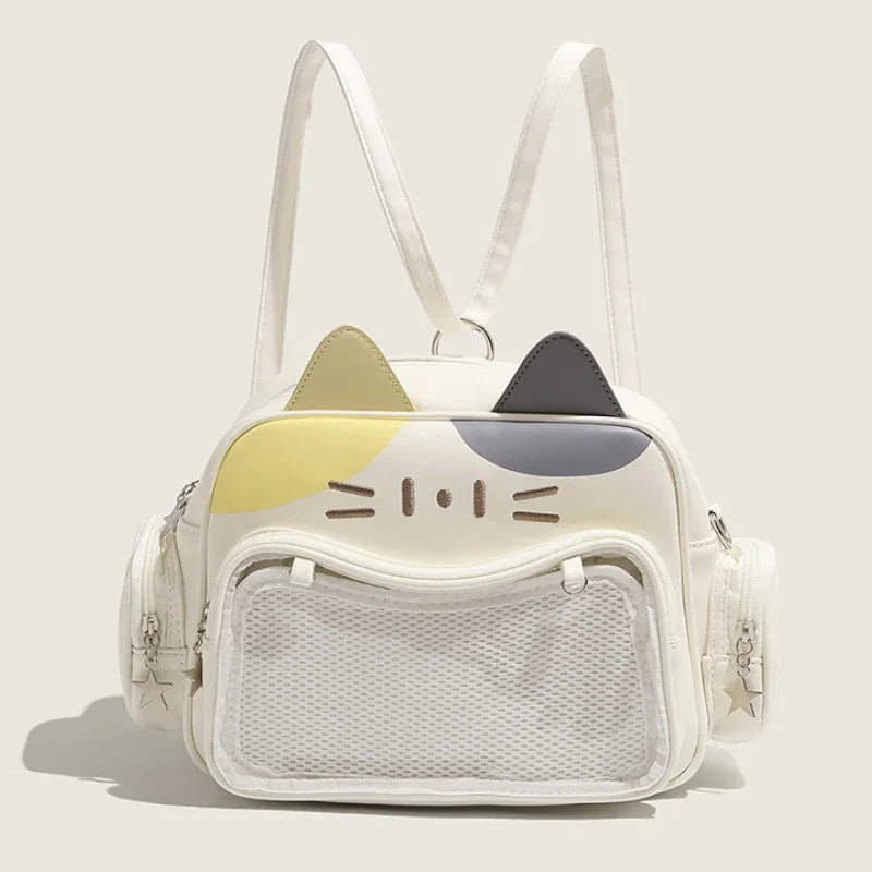PU Leather Cat Rectangle Ita Crossbody Bag