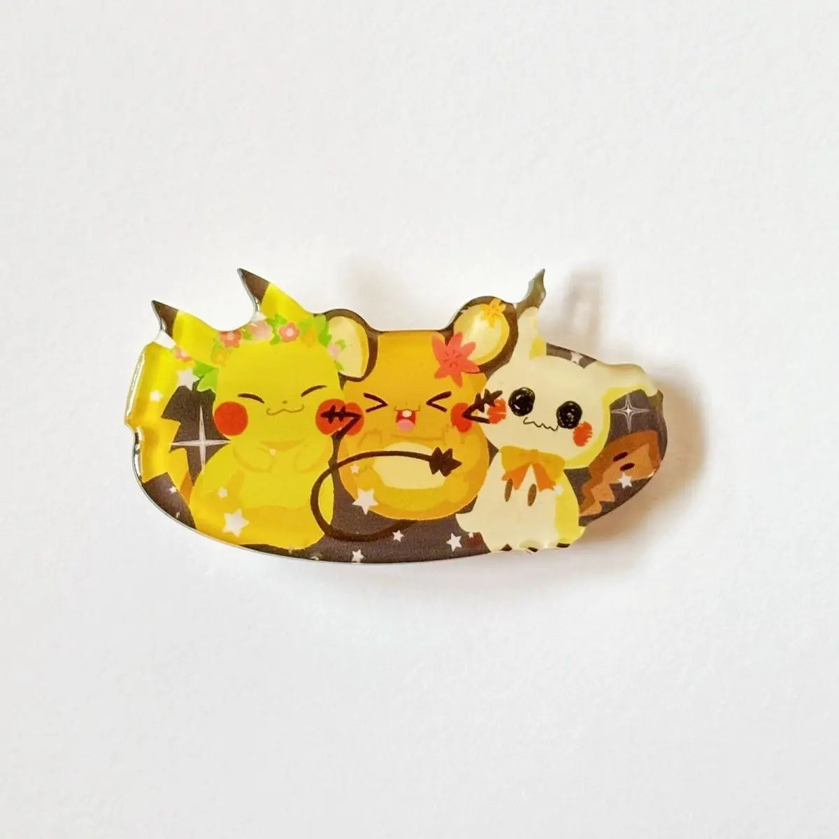 Pokémon acrylic hair clips: Popplio, Rowlet, Minccino fan-made merchandise hair clips and bangs clips.Cute, fun gift for friends