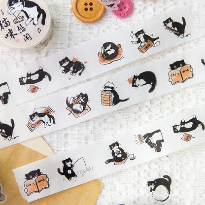 猫咪 (Cat) Inked Black Cat Washi Stickers