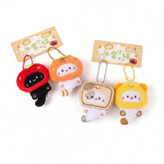 Multicolor Plush Cat Keychain Pendant Car Decoration Cartoon Cat Couples Bag Ornament Soft Sweet Kitten Doll Keyring Gift Toys