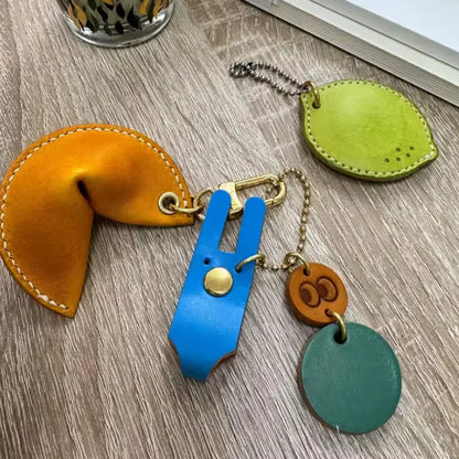 Leather Fortune Cookie Keychain