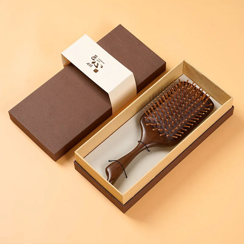 Sandalwood Comb with Air Cushion and Tail End