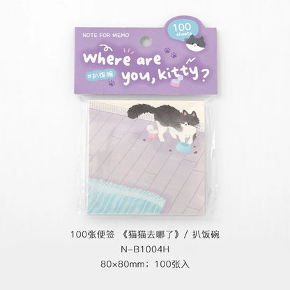 NOTE FOR 100 Sheet “Where are you, kitty?” Memo Pad