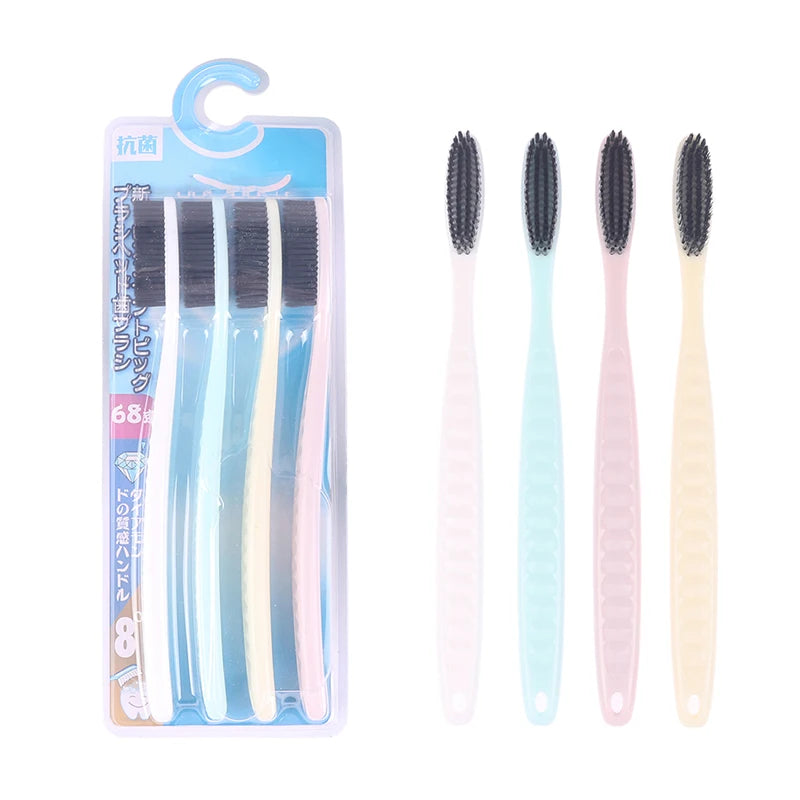 Soft Bristle and Long Handle Toothbrush Pack of 4