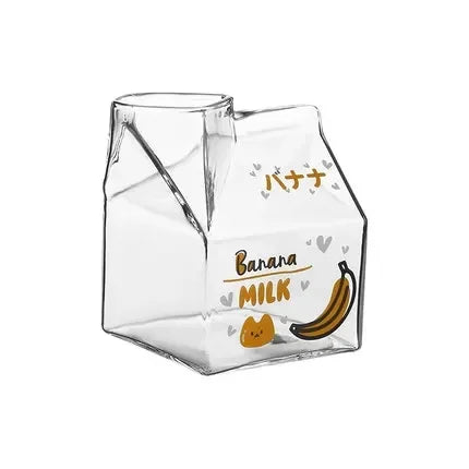 350ml Fruit Themed Heat Resistant Milk Carton Glass