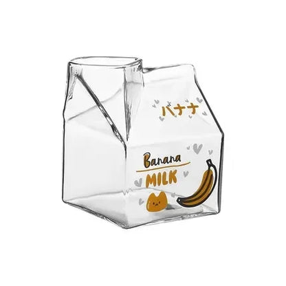 350ml Fruit Themed Heat Resistant Milk Carton Glass