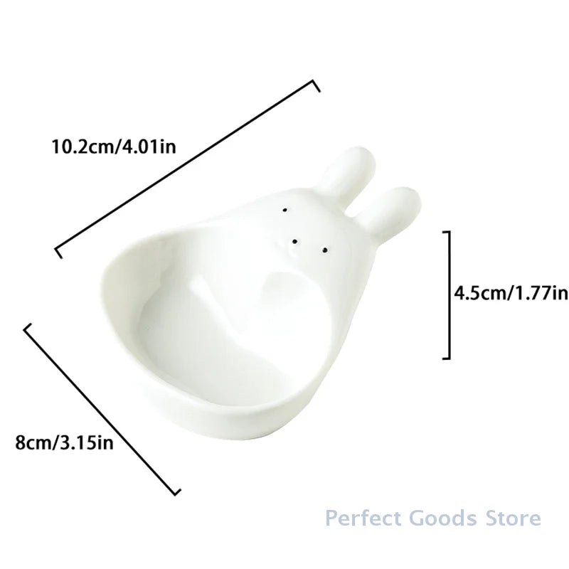 Super Cute Cartoon Rabbit Dipping Saucer Household Three-dimensional Ceramic Saucer Ketchup Snack Plate Vinaigrette White Rabbit