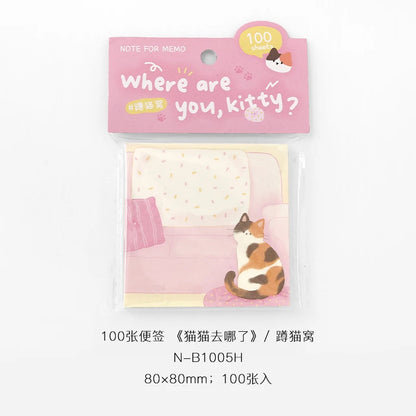 NOTE FOR 100 Sheet “Where are you, kitty?” Memo Pad