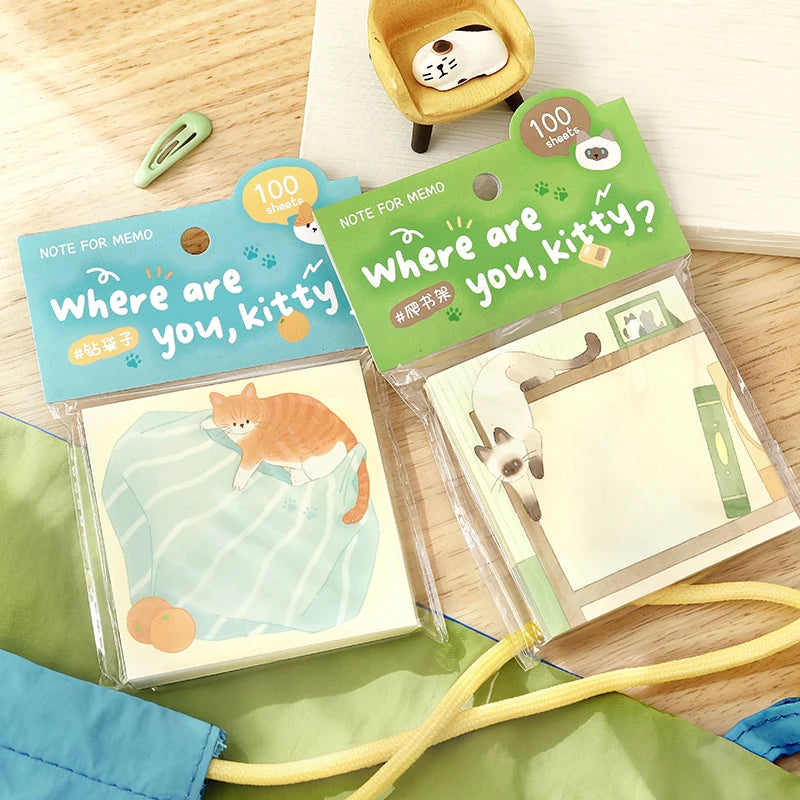 NOTE FOR 100 Sheet “Where are you, kitty?” Memo Pad