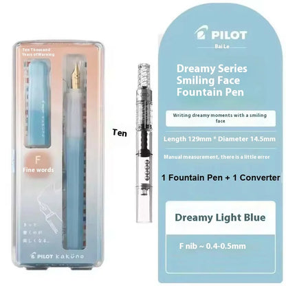 PILOT Transparent Kakuno Fountain Pen with 0.4-0.7mm Nib