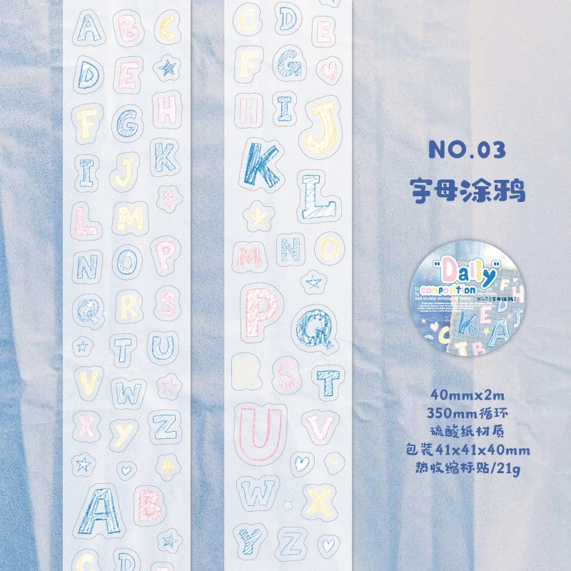 MUGUANG “Daily ‘Composition” Number and Letter Sticker Roll