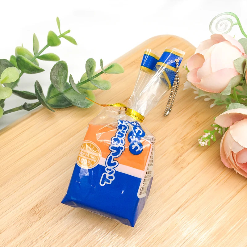 Soft Bread Keychain Taiwan Simulation Toast Bread Keychain Milk Flavor PU Foam Slow Rebound Squeezable Joyful Decoration
