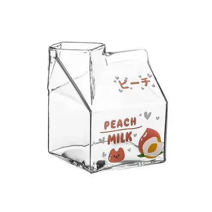 350ml Fruit Themed Heat Resistant Milk Carton Glass