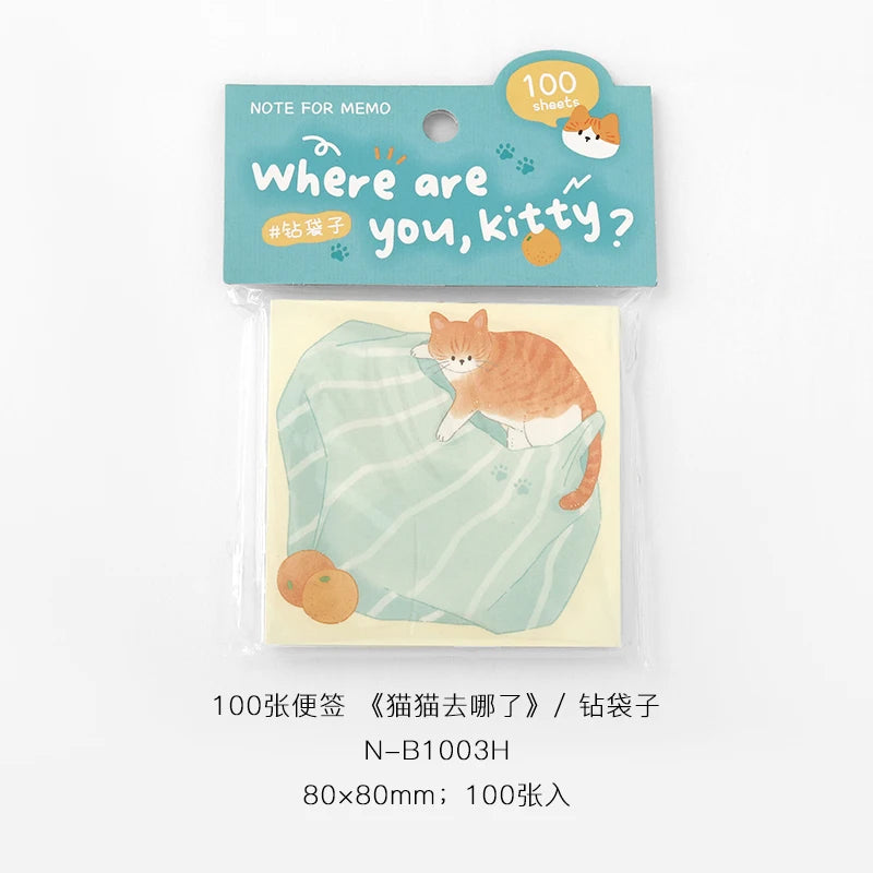 NOTE FOR 100 Sheet “Where are you, kitty?” Memo Pad