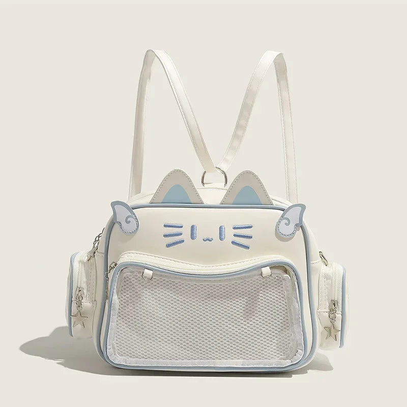 PU Leather Cat Rectangle Ita Crossbody Bag