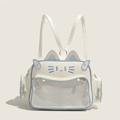 PU Leather Cat Rectangle Ita Crossbody Bag
