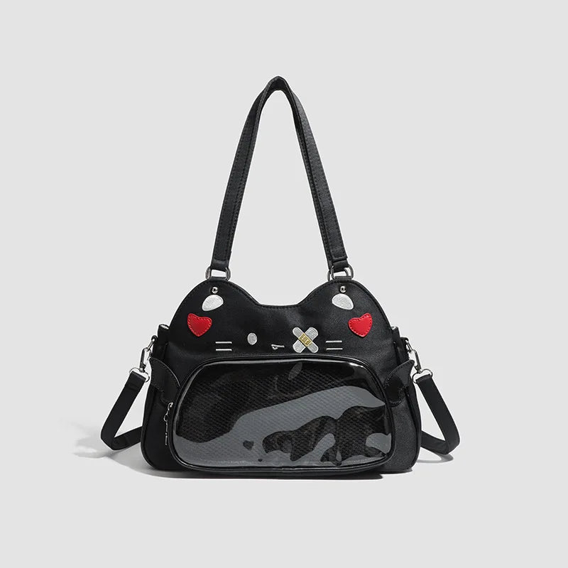 PU Leather Cat Trapezoid Ita Crossbody Bag