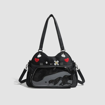 PU Leather Cat Trapezoid Ita Crossbody Bag