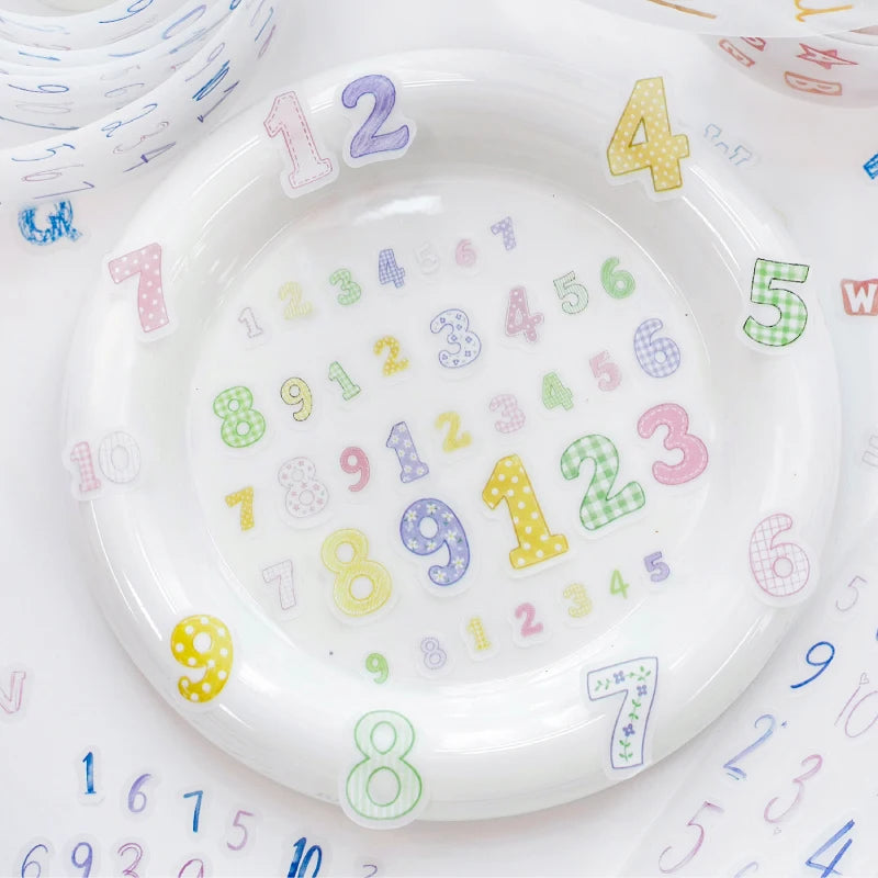 MUGUANG “Daily ‘Composition” Number and Letter Sticker Roll
