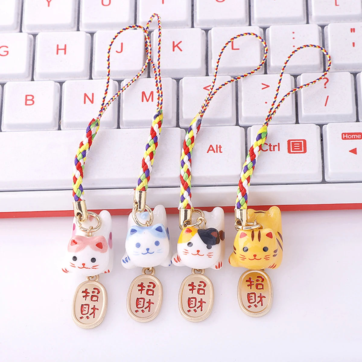 Ceramic Lucky Cat Bead Set of 4