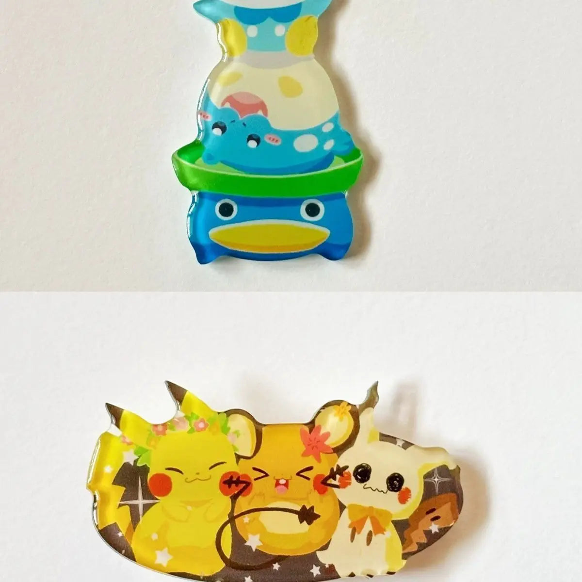 Pokémon acrylic hair clips: Popplio, Rowlet, Minccino fan-made merchandise hair clips and bangs clips.Cute, fun gift for friends