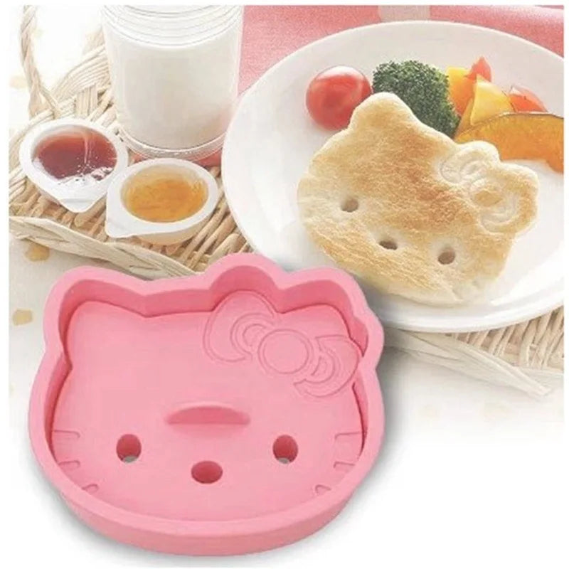 kawaii Hello Kitty Breakfast Sandwich Mold Anime KT Cartoon Bread Biscuit Embosser Cake Tool Diy Making Mold Kitchen Accessories