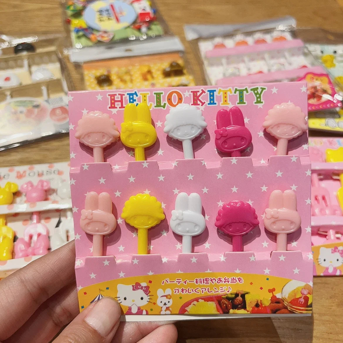 Kawaii Rilakkuma Mini Skewers Cartoon Relax Bear Lunch Bento Box Food Fruit Picks Fork Sticks Buffet Sandwich Toppers Decor Fork