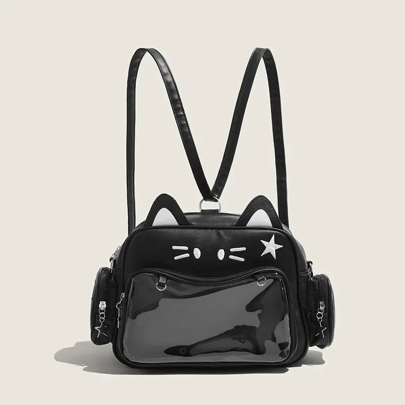 PU Leather Cat Rectangle Ita Crossbody Bag