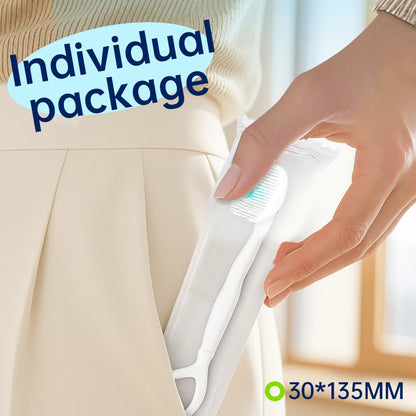 Portable and individually packaged 3-in-1 nano brush head toothbrush floss disposable toothbrush for adults on business trips
