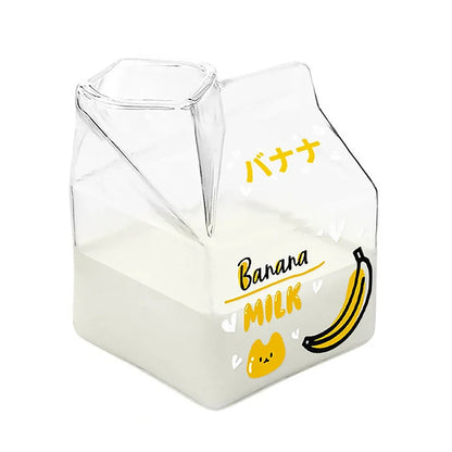 350ml Fruit Themed Heat Resistant Milk Carton Glass