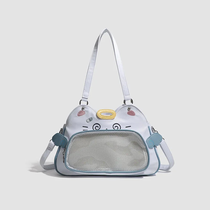 PU Leather Cat Trapezoid Ita Crossbody Bag
