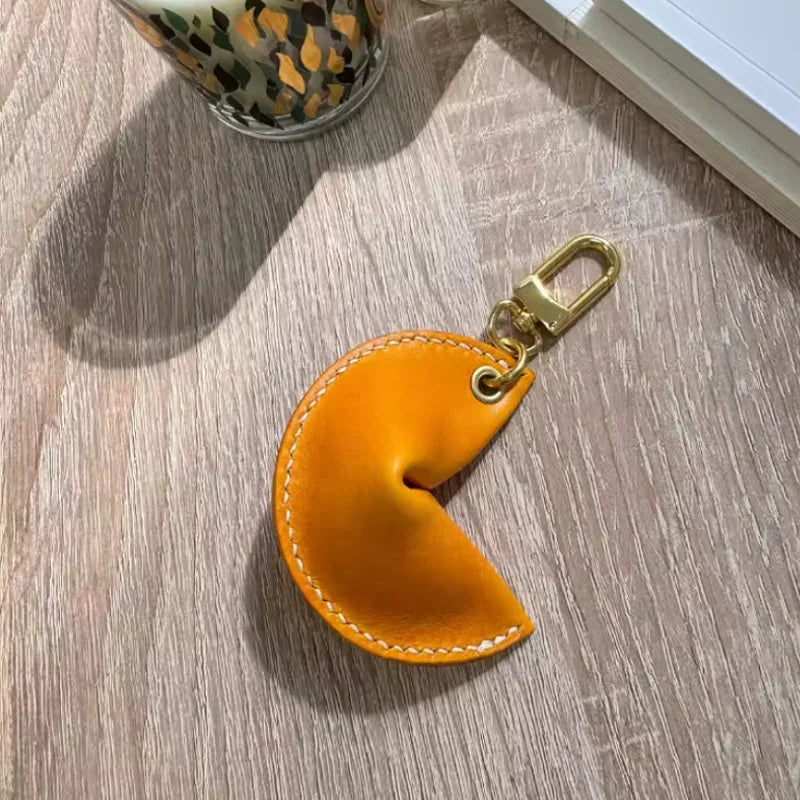 Leather Fortune Cookie Keychain