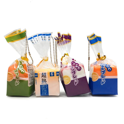 Soft Bread Keychain Taiwan Simulation Toast Bread Keychain Milk Flavor PU Foam Slow Rebound Squeezable Joyful Decoration