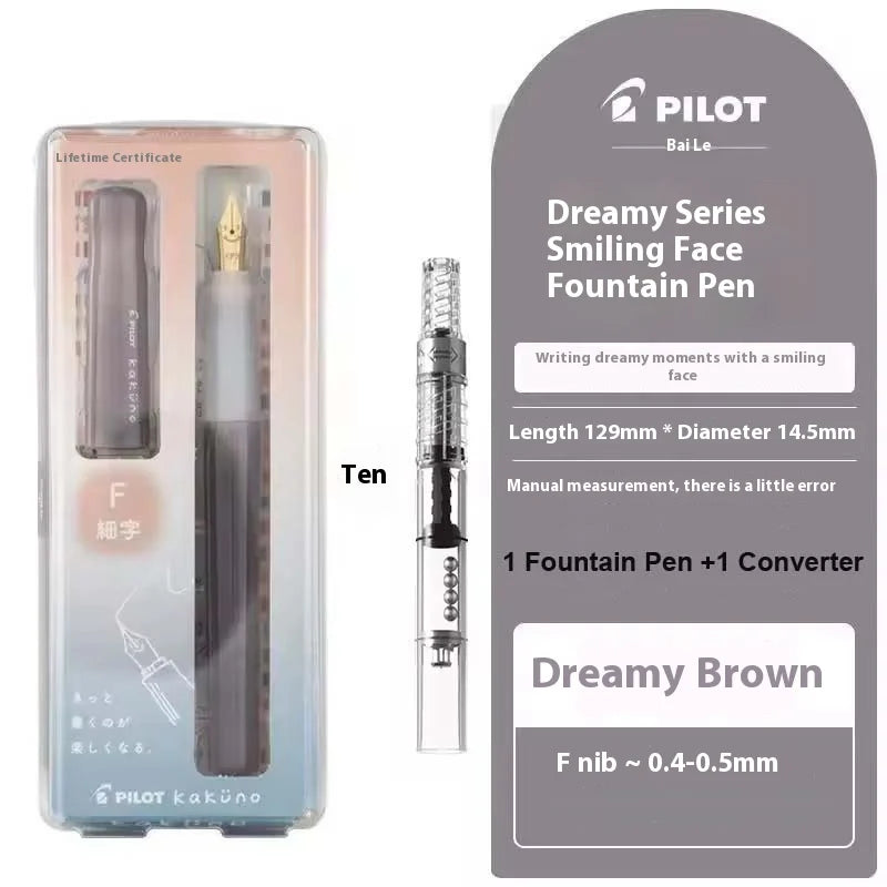 PILOT Transparent Kakuno Fountain Pen with 0.4-0.7mm Nib
