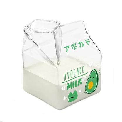 350ml Fruit Themed Heat Resistant Milk Carton Glass
