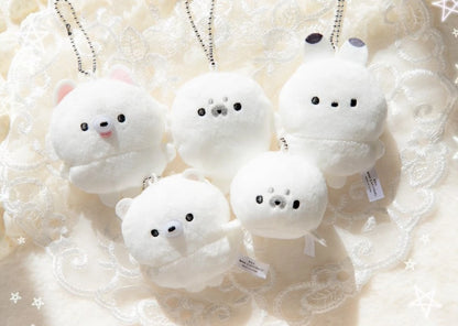 Original Capsule Toys White Animal Plush with Ball Chain