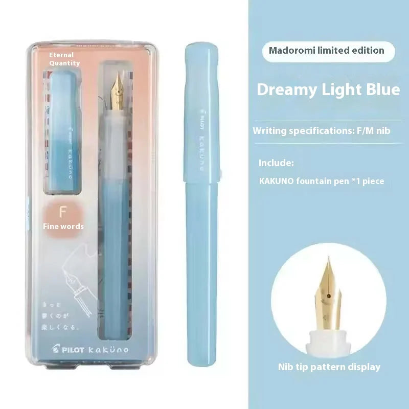 PILOT Transparent Kakuno Fountain Pen with 0.4-0.7mm Nib