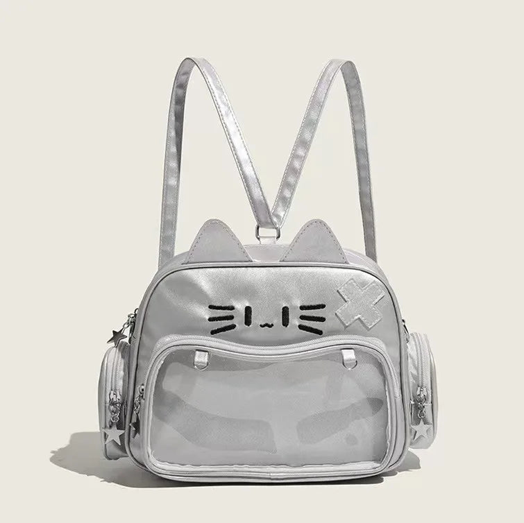 PU Leather Cat Rectangle Ita Crossbody Bag