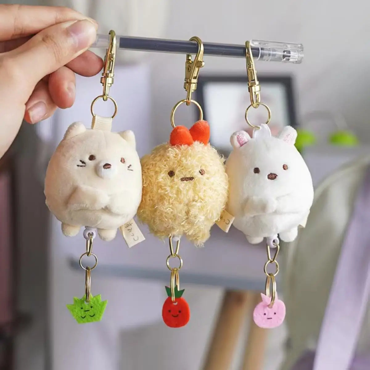 Sumikkogurashi Plush Keychain Cute Penguin Bag Pendant Kawaii Fried Shrimp Soft Stuffed Animal  Accessories For Birthday Gift