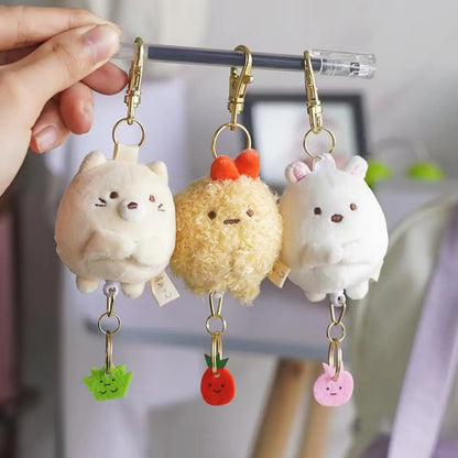 Sumikkogurashi Plush Keychain Cute Penguin Bag Pendant Kawaii Fried Shrimp Soft Stuffed Animal  Accessories For Birthday Gift