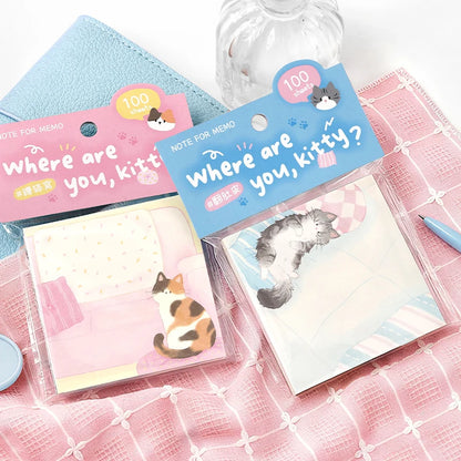 NOTE FOR 100 Sheet “Where are you, kitty?” Memo Pad